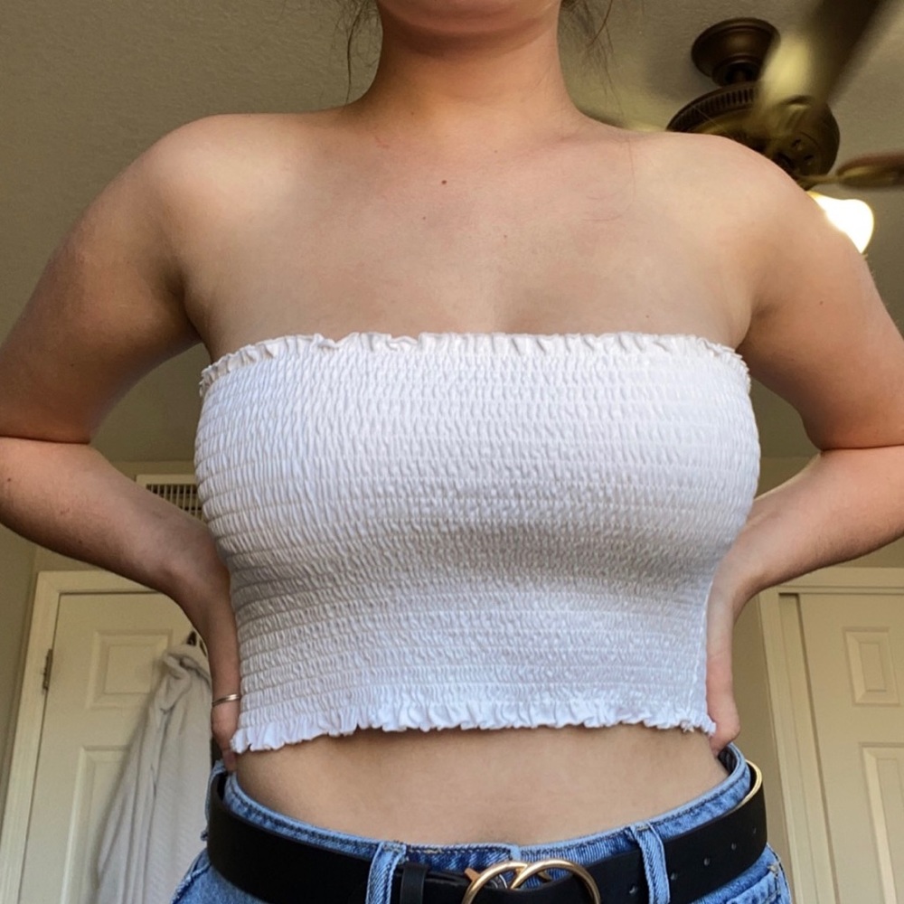 White Smocked Tube Top
